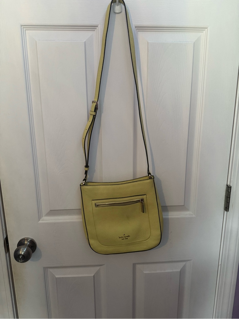 kate spade Lemon Yellow Pebbled Leather Crossbody Purse